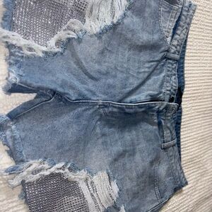KanCan Light Blue Distressed Jean Shorts